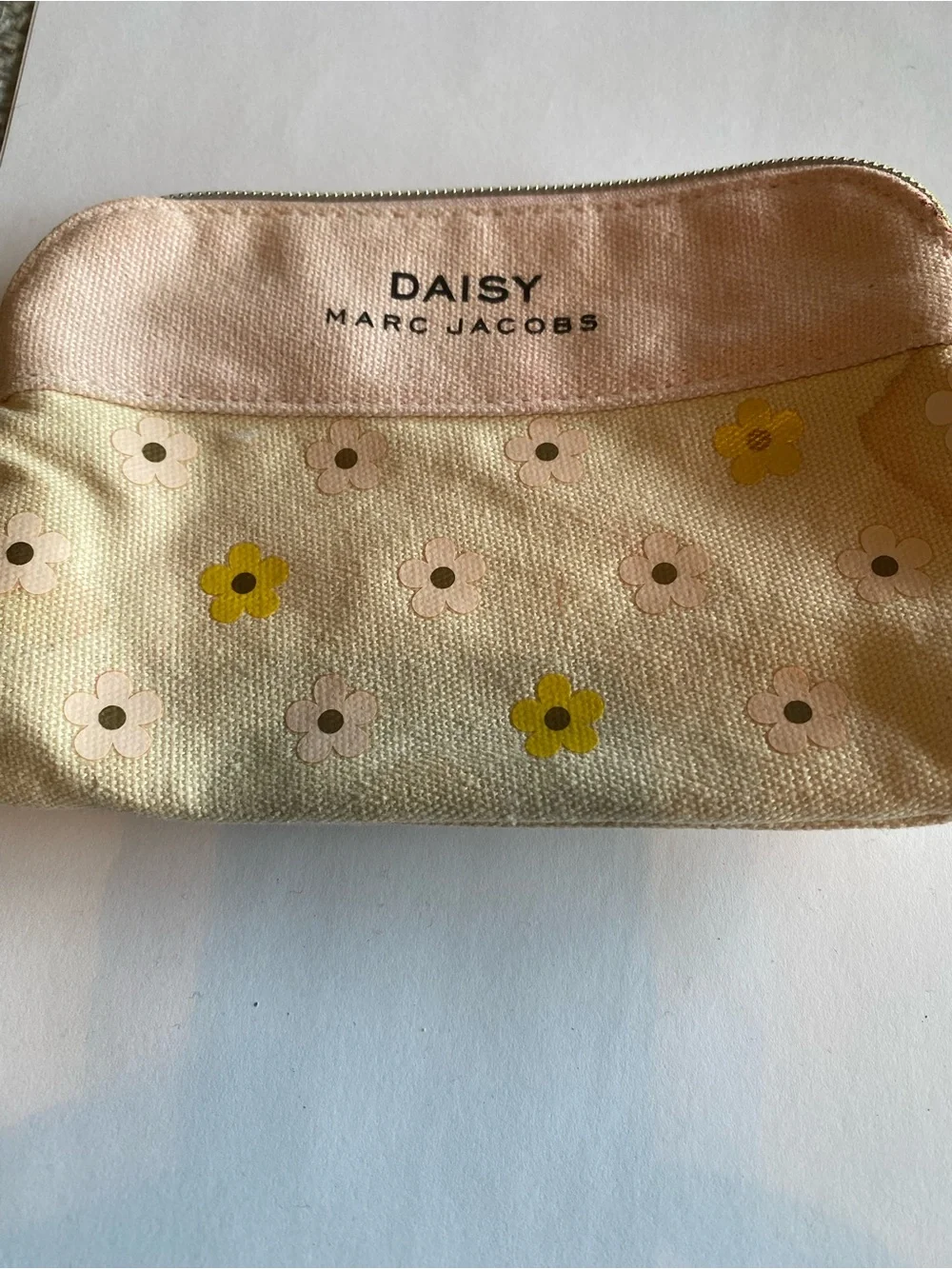 Marc Jacobs Daisy Floral Canvas Cosmetic Pouch in Cream, Pink & Yellow